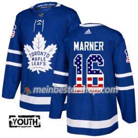 Toronto Maple Leafs Mitchell Marner 16 Adidas 2017-2018 Blau USA Flag Fashion Trikot Authentic - Kinder